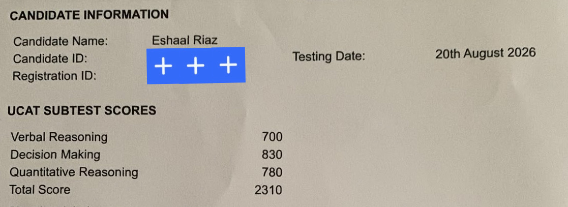 Eshaal - MAX's UCAT score